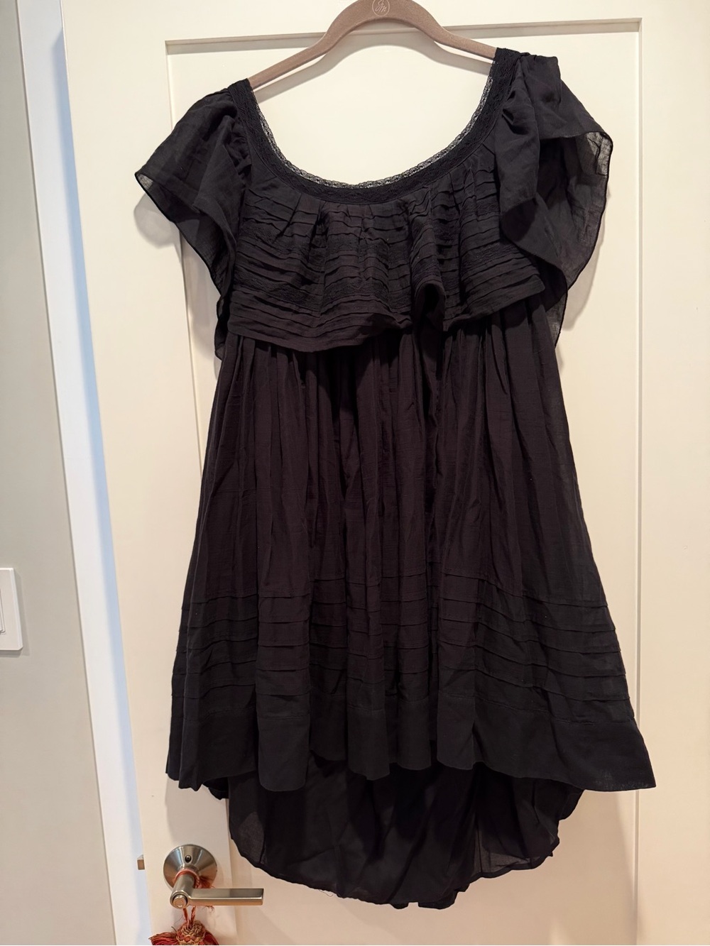 Free People Black Gathered Boho Dress
